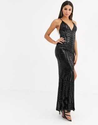 black sequin maxi