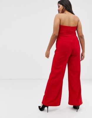 red bandeau jumpsuit