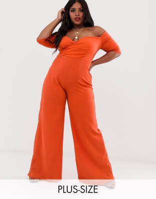 orange wide leg jumpsuit