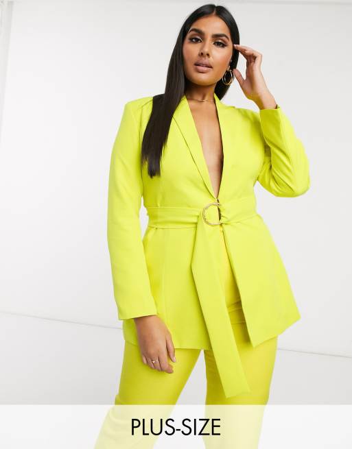 Yellow plus size on sale blazer