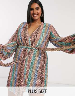 asos design tux dress in stripe sequin embellishment