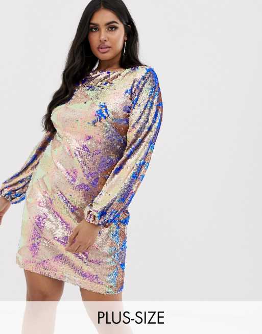 Iridescent long shop sleeve dress