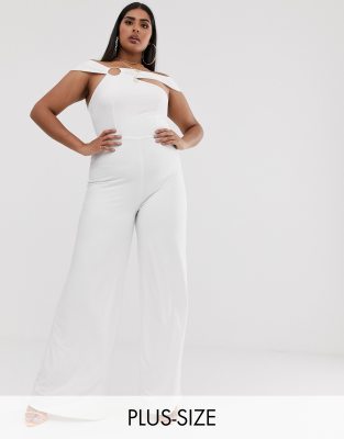 plus size white formal jumpsuit