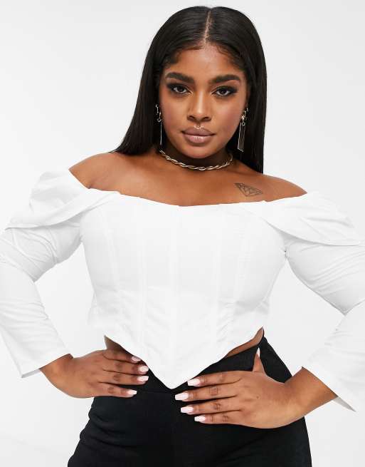 Off shoulder white top plus outlet size