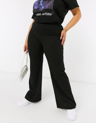 plus size black wide leg pants