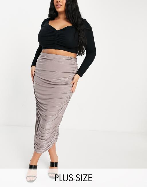 Plus size shop ruched midi skirt