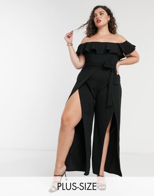 Split leg jumpsuit plus hot sale size