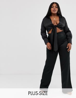 plus size satin pants