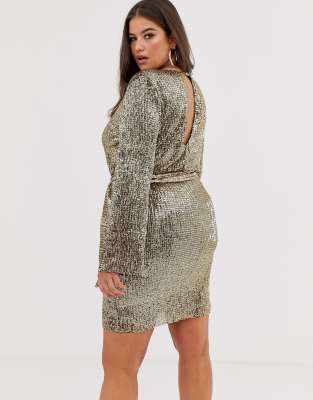 sequin belted dress