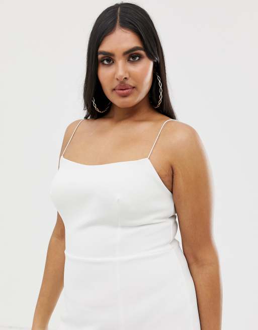 Club L London Square Neck Midaxi Dress in White