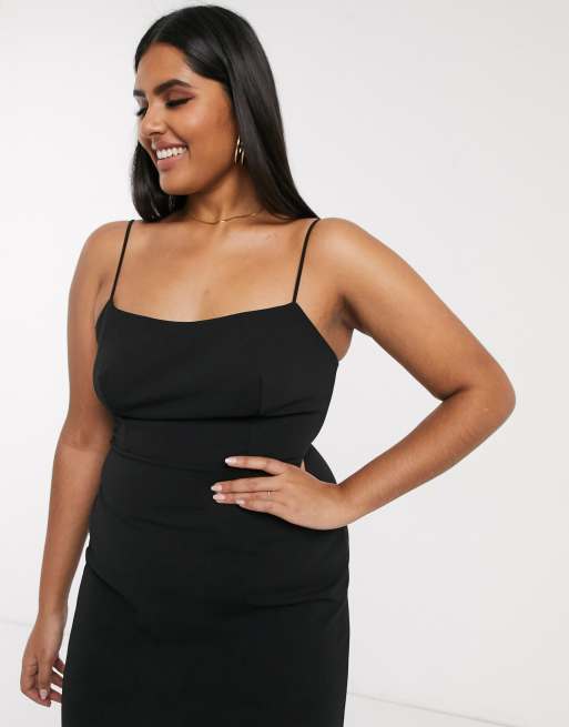 So Sweet Black Square Neck Thigh Split Tailored Maxi Dress – Club L London  - USA