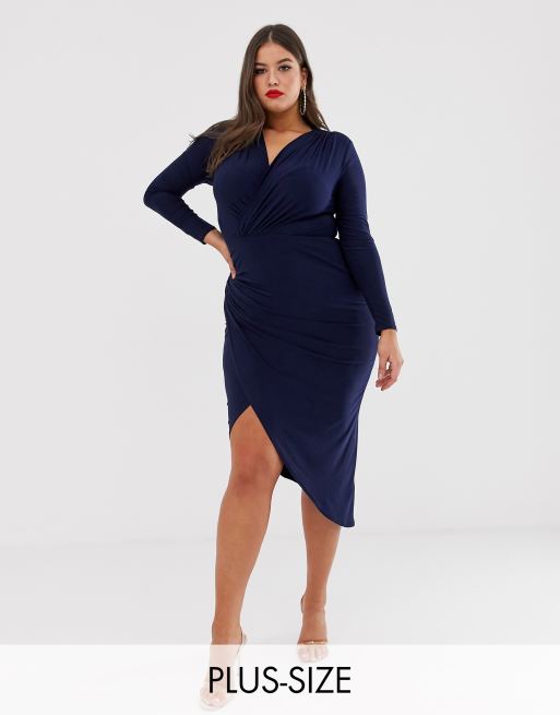 Club L London Plus Twist Waist Wrap Dress ASOS