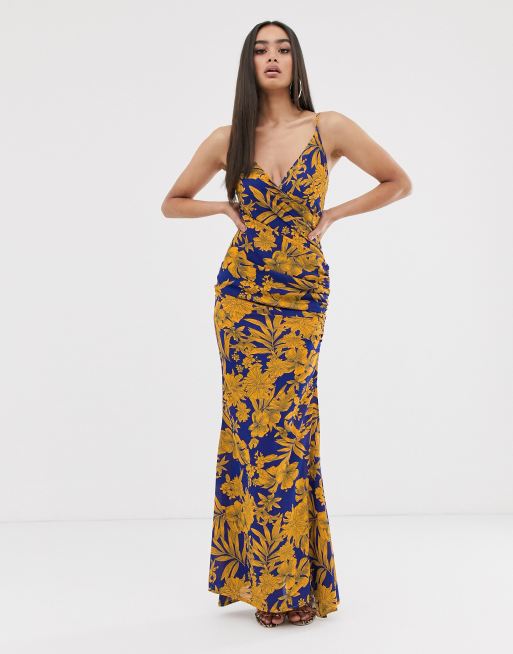 Club L London printed wrap front maxi dress ASOS