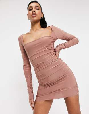 robe courte marron