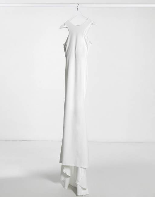 Club L London - Robe longue à découpes avec ourlet plongeant - Ivoire