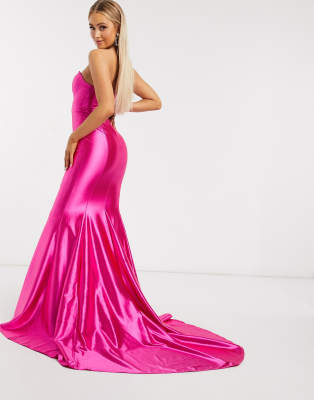 satin bandeau maxi dress