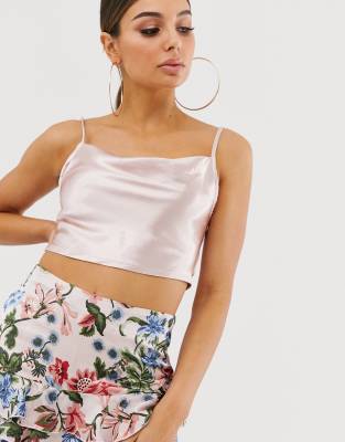 satin cami crop top