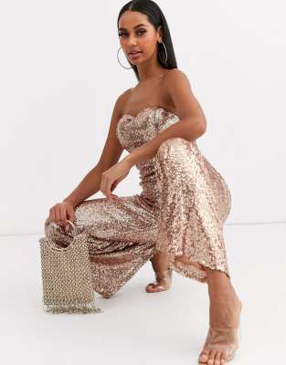 sequin bandeau jumpsuit