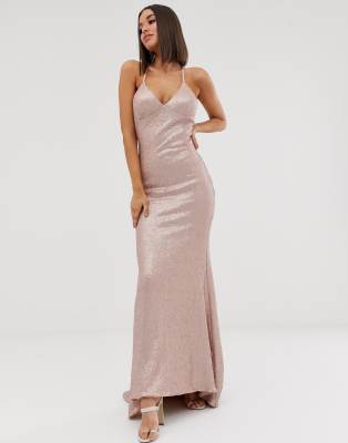 sequin fishtail maxi dress by club l