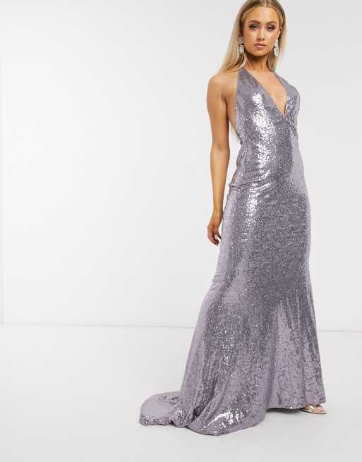 Grey fishtail 2024 maxi dress