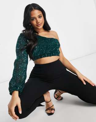 emerald sequin top