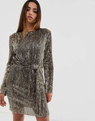 sequin belted dress