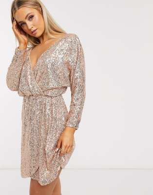 asos long sleeve sequin dress