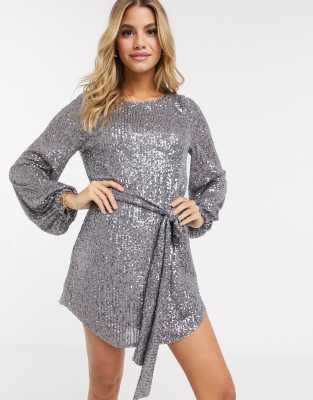 long sleeve sequin shift dress