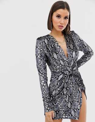 club l twist front long sleeve velvet dress