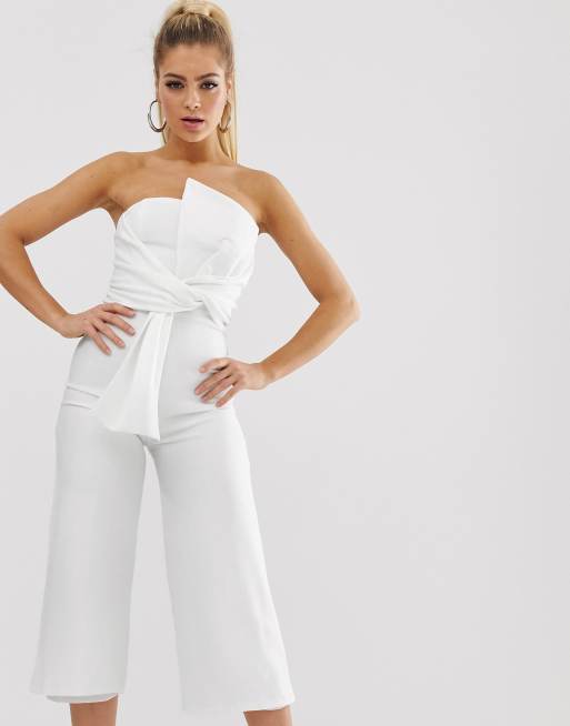 Club L London tailored crepe strapless culotte jumpsuit | ASOS