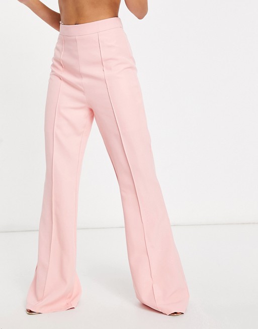 Club L London tailored flare trouser in pink