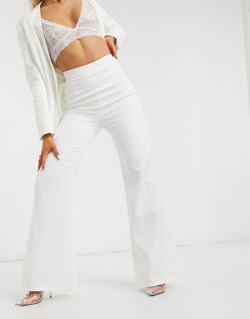 Count Me In White Tailored Feather Trim Trousers – Club L London - USA