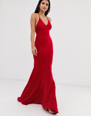 cross back fishtail maxi dress by club l london