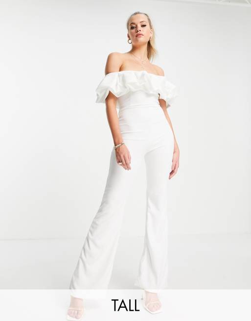 White jumpsuit sales ruffle