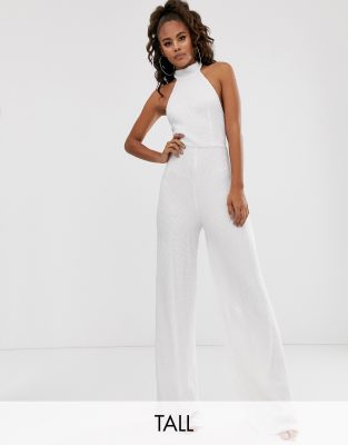 white halter top jumpsuit