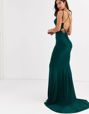 green plunge maxi dress