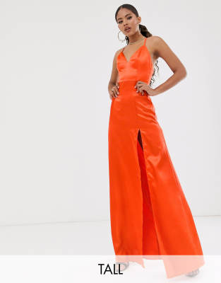 orange plunge dress