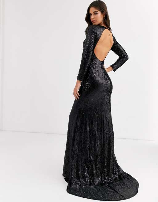 Open back fishtail sales dress