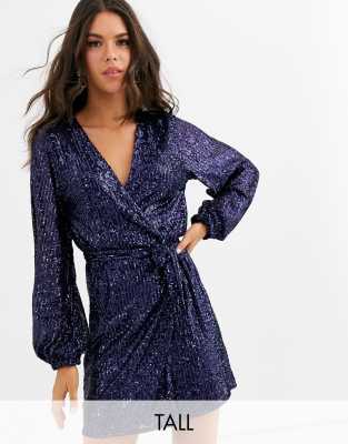 navy plisse wrap front mini dress