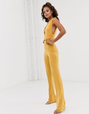 plunge front jumpsuit