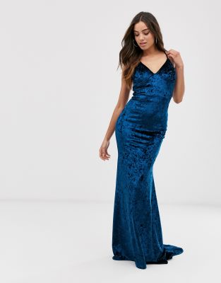 velvet fishtail maxi dress