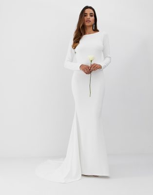 club l low back crepe detail fishtail wedding dress