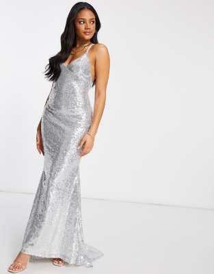 silver low back dress
