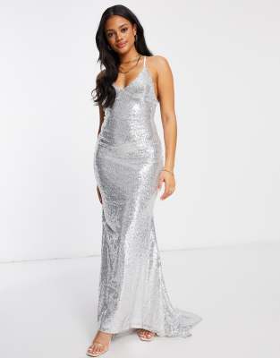 silver sequin cami dress