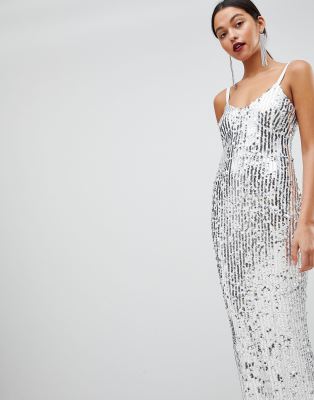 silver sequin dress asos