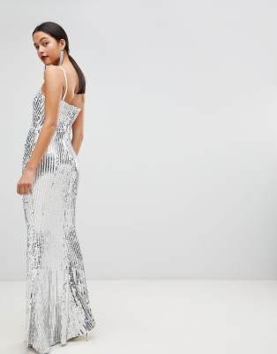 silver sequin dress asos