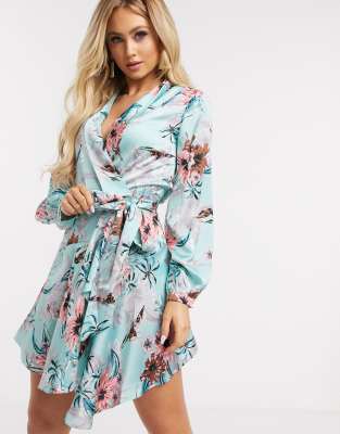 club l midi satin wrap dress