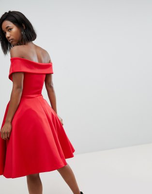 red bardot skater dress