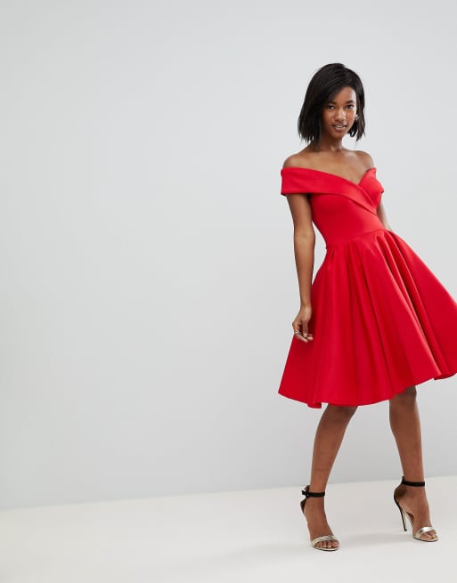 Bonded scuba best sale bardot skater dress