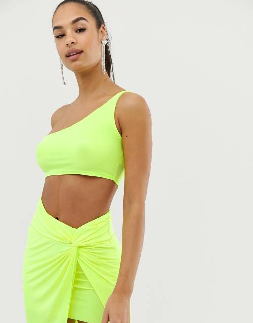 Neon one shoulder sales crop top